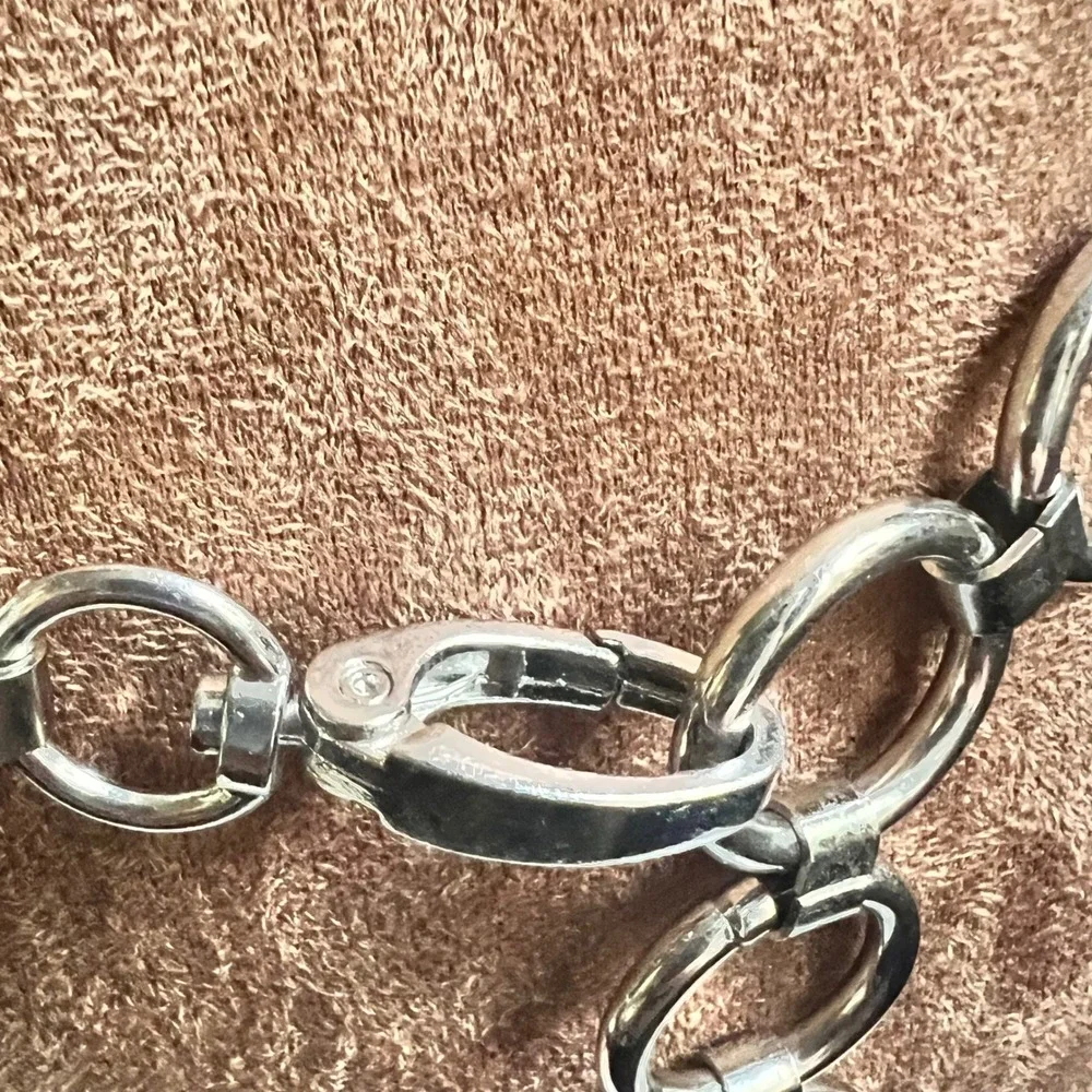 Silver Metal O Ring Chain Link Waist Belt 31 Inch Lobster Clasp Grunge Gothic